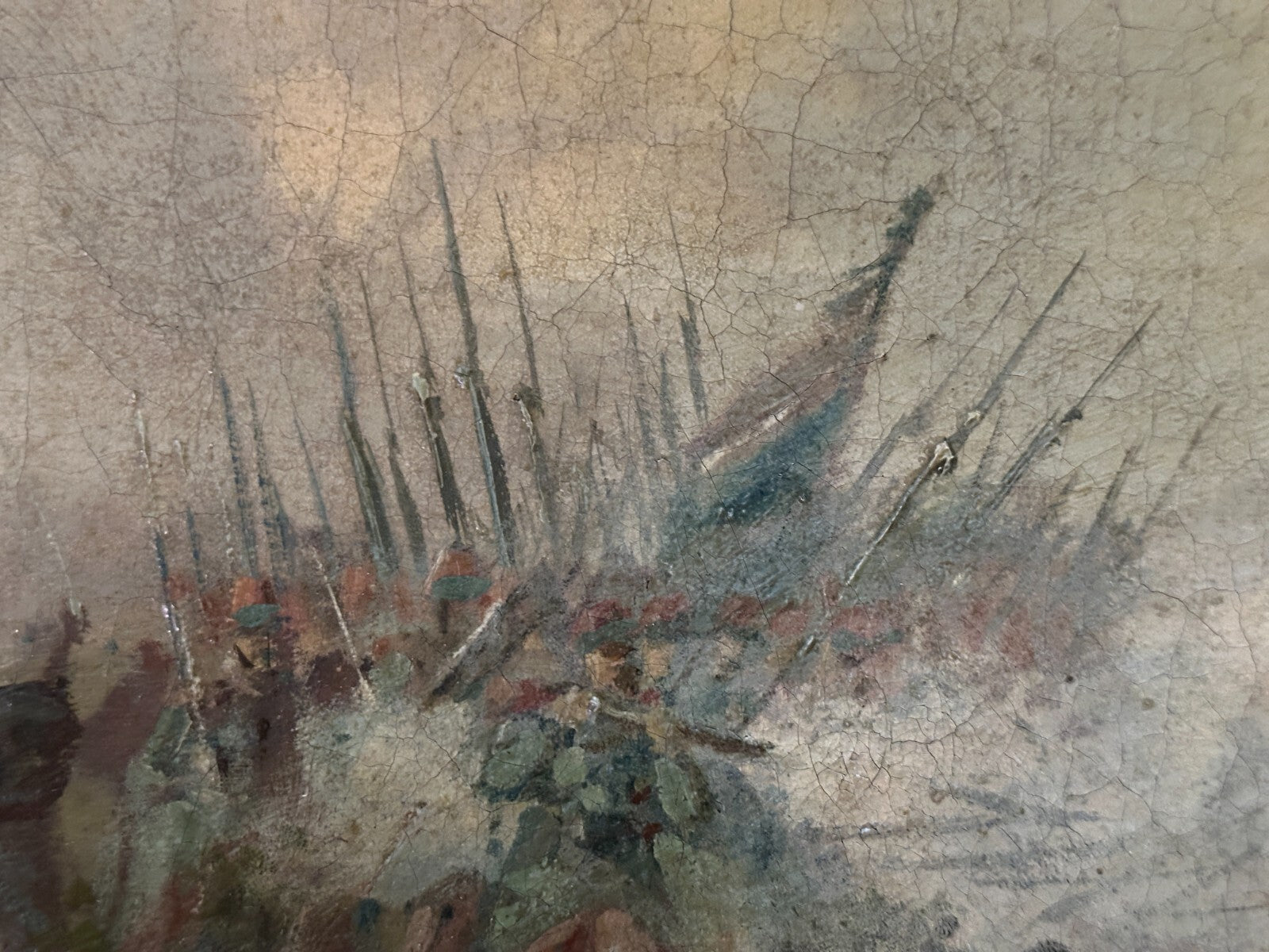 französische Schlachtenszene - Kavallerie & Zuaven, 19. Jh - Öl auf Leinwand4