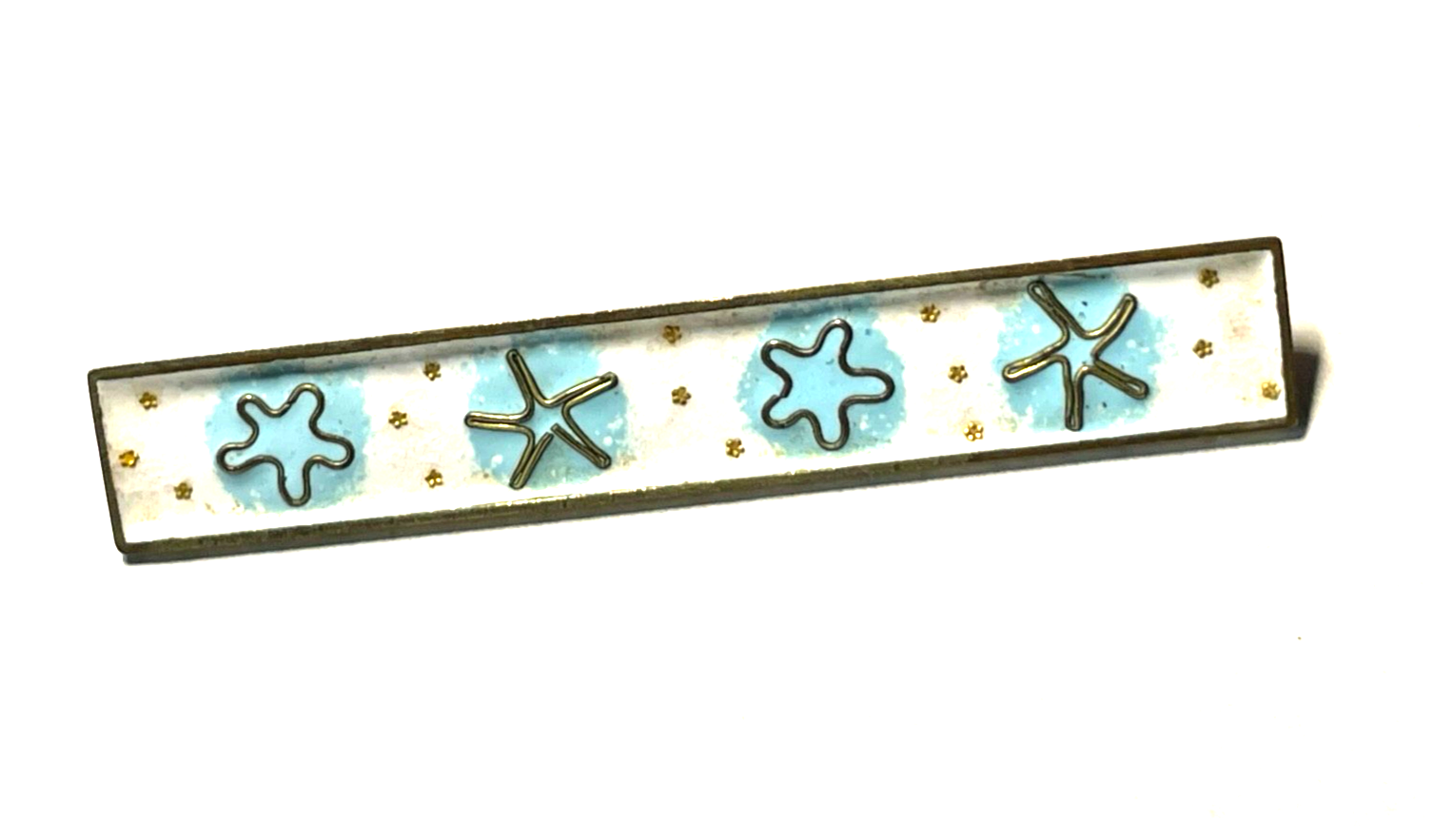 Vintage Perli Handarbeit Emaille Metall Brosche Anstecknadel sehr gepflegt5