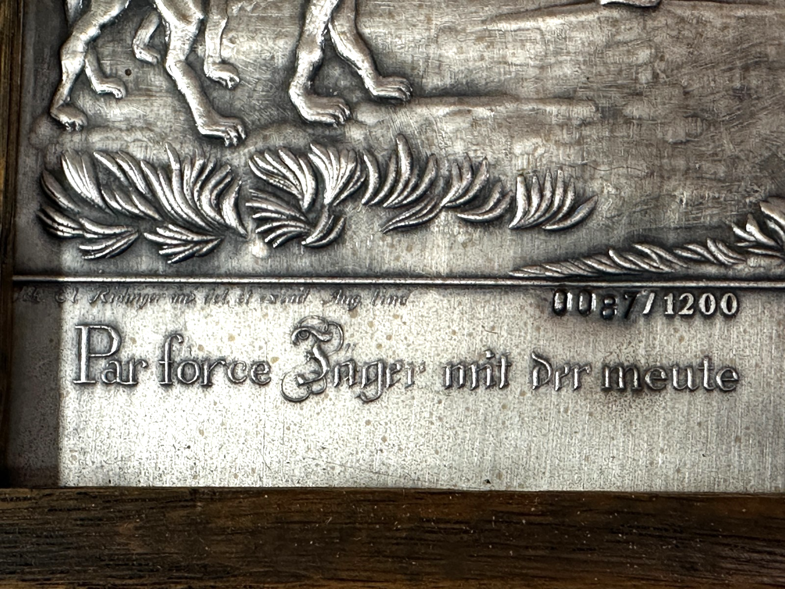 Silberrelief - Jagdszene J. E. Ridinger – Feinsilber 999 – limitiert 87/120011