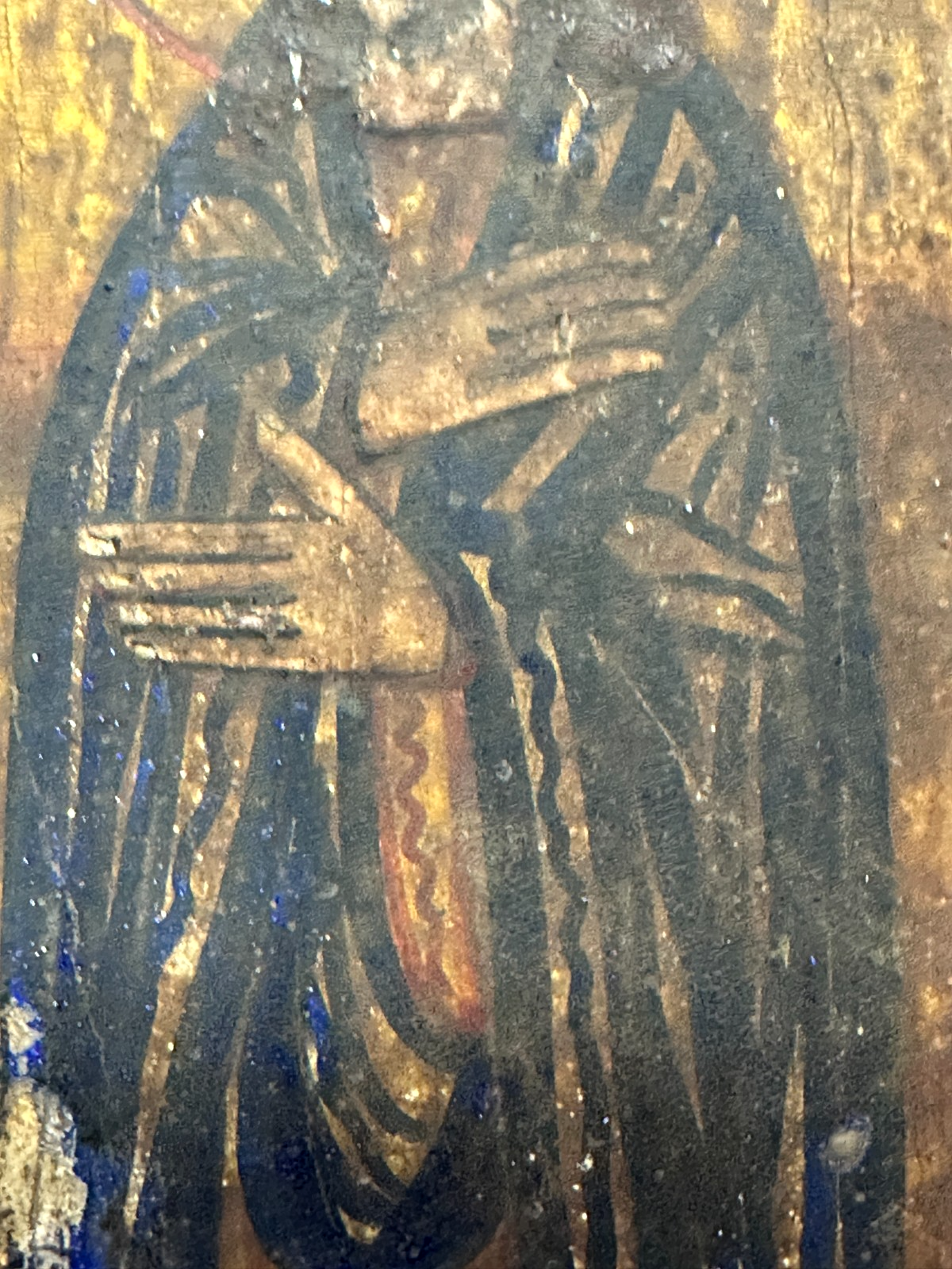 Alte Ikone um 1800 – Deësis mit Hl. Theodor & Johannes – Rumänien Tempera & Gold5