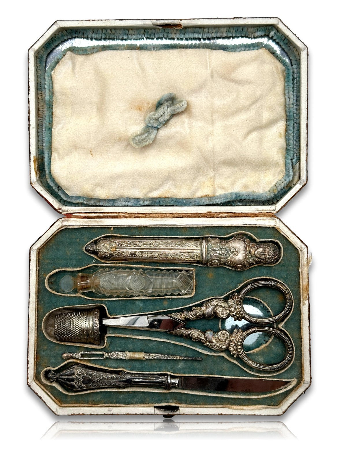 Antikes Näh-Etui um 1800 – komplett mit Zubehör & Originaletui - Silber0