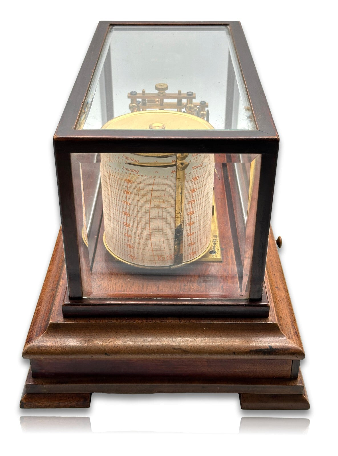 Barograph - C. Erbe Tübingen - Luftdruckmesser um 1900 - facettiertes Glas4