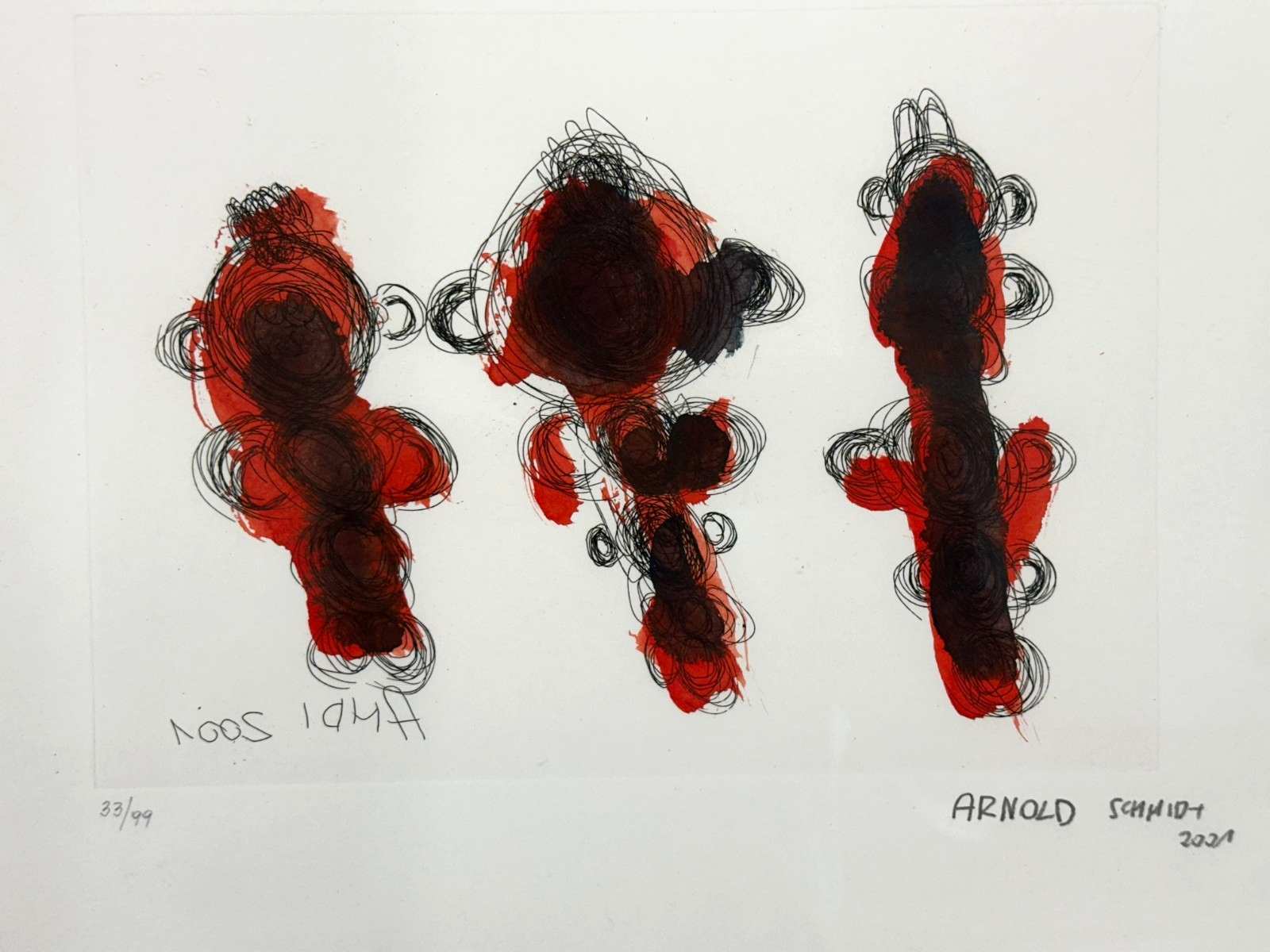 Arnold Schmidt - Radierung 2001 – Handkoloriert – signiert & nummeriert 33/991