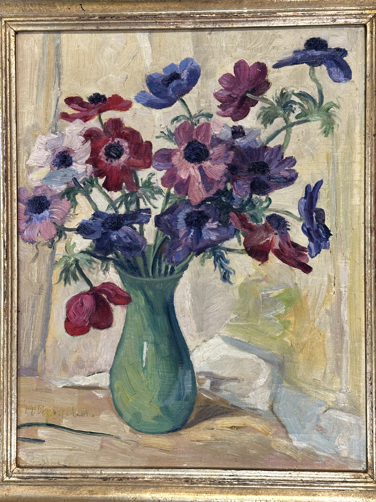 Hermann L. Umgelter – Stillleben mit Anemonen in Vase - Öl auf Leinwand - sig.1