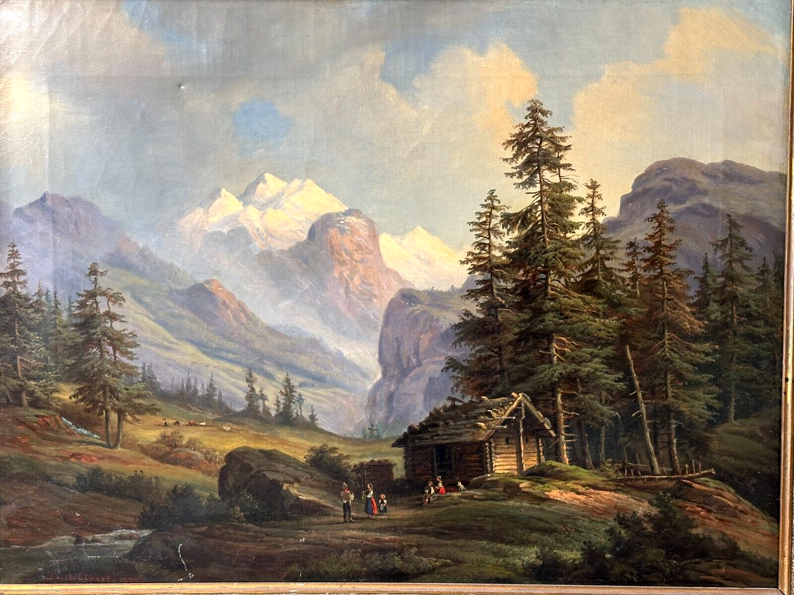 Öl auf Leinwand - Georg Emil Libert 1820-1908 - Berglandschaft 1877 - sign. dat.1