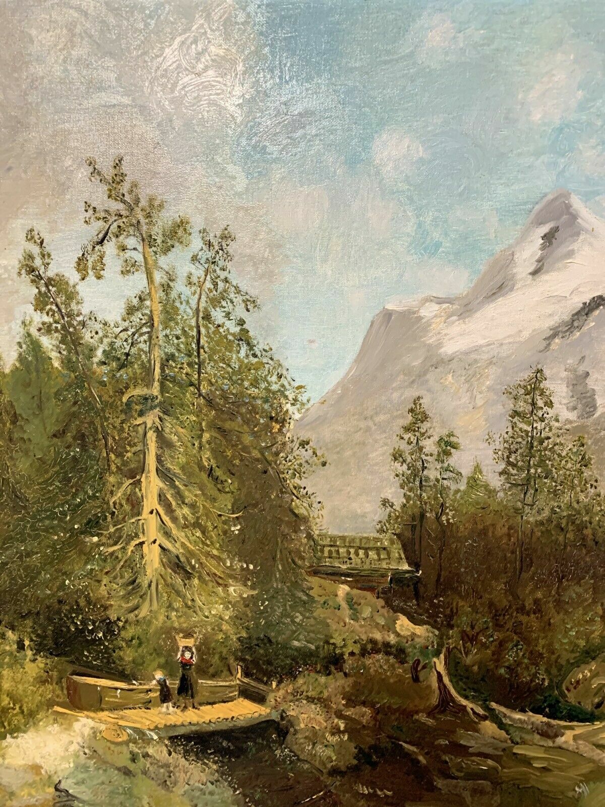 Ölgemälde - Öl auf Leinwand - signiert Monogramm - 'Der Gebirgsbach' - gerahmt8