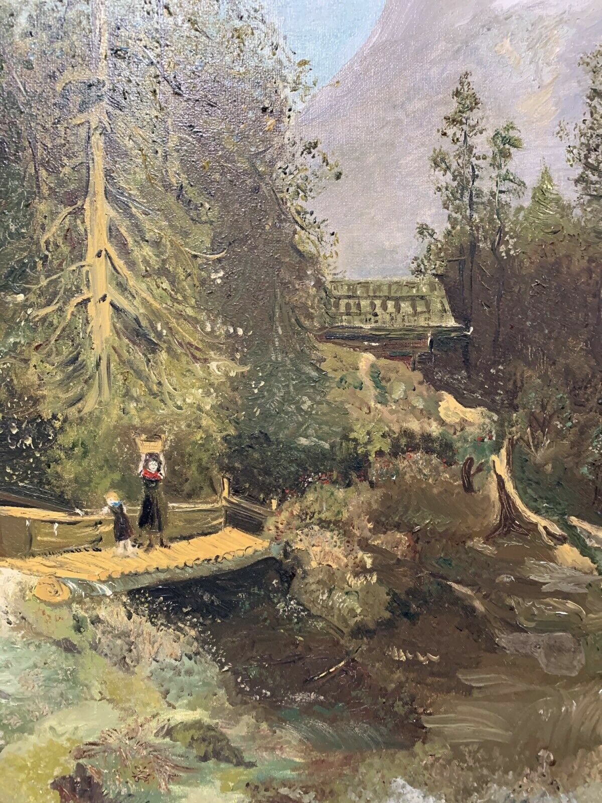 Ölgemälde - Öl auf Leinwand - signiert Monogramm - 'Der Gebirgsbach' - gerahmt4