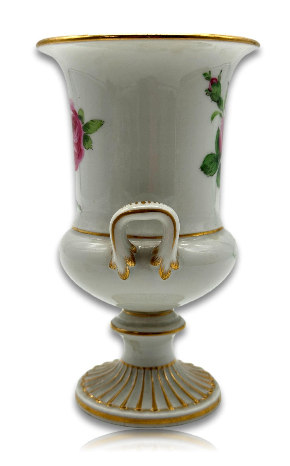Antike Meissen Amphorenvase um 1900 – Handbemalt mit Rosen & Goldstaffage3