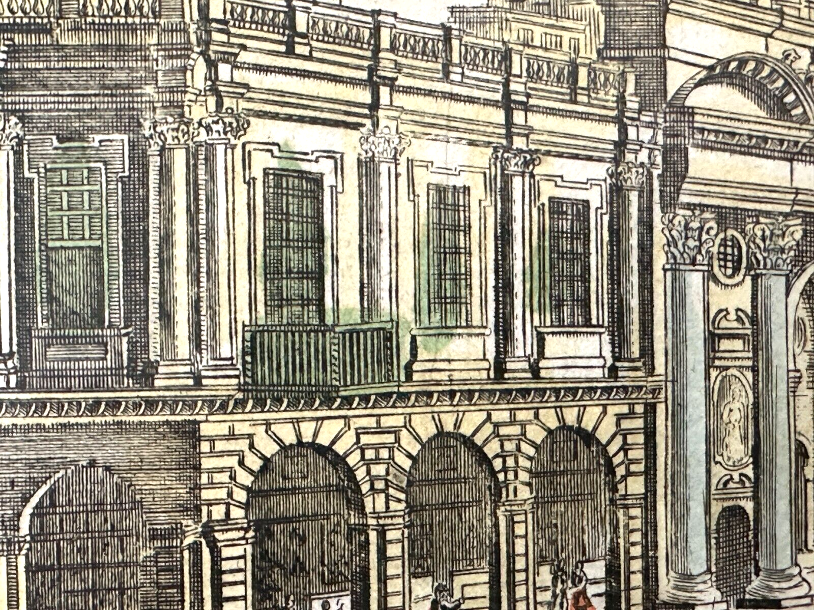 kolorierter Kupferstich - London, königliche Börse um 1750 - rahmt hinter Glas4