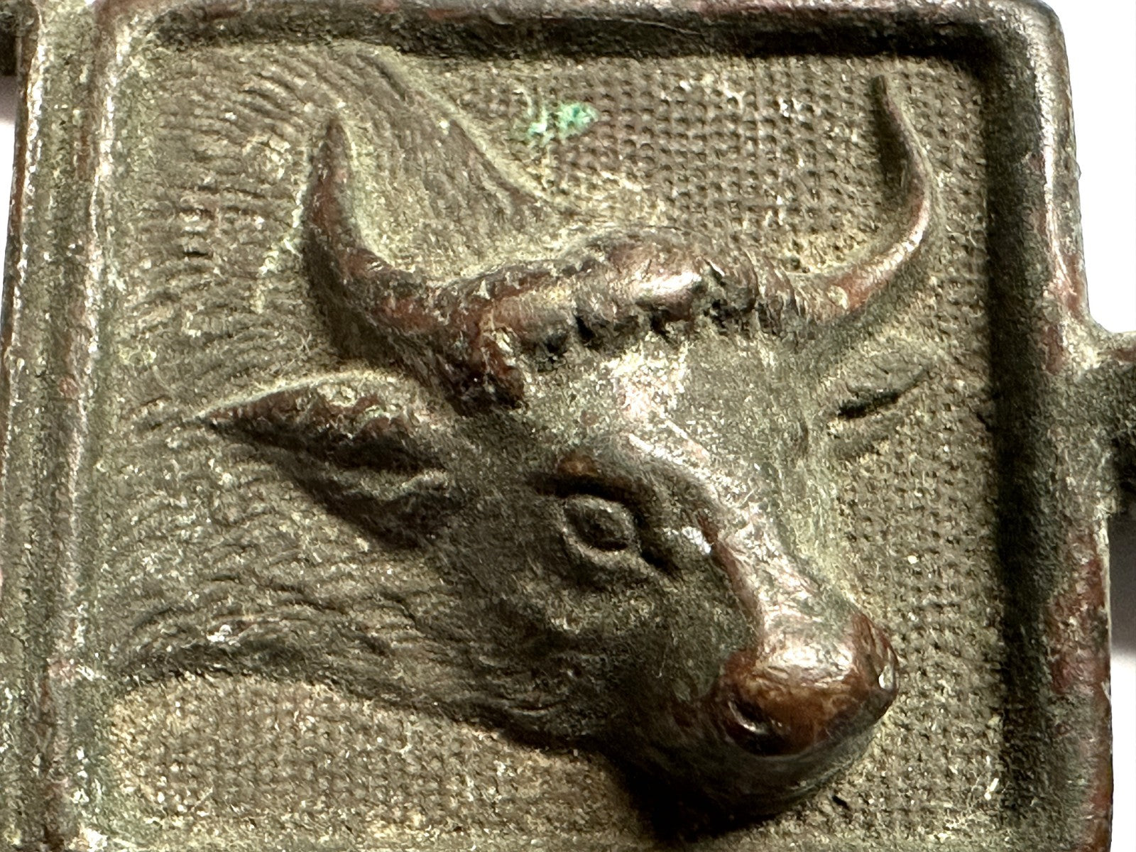 Zunft Gürtelhaken Fleischer/Metzger - Ochsenkopf - Messing/Bronze - um 1903