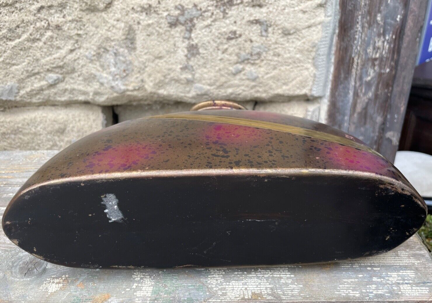 Große moderne dekorative Metall Vase Handarbeit Kupfer Messing farbig brüniert3