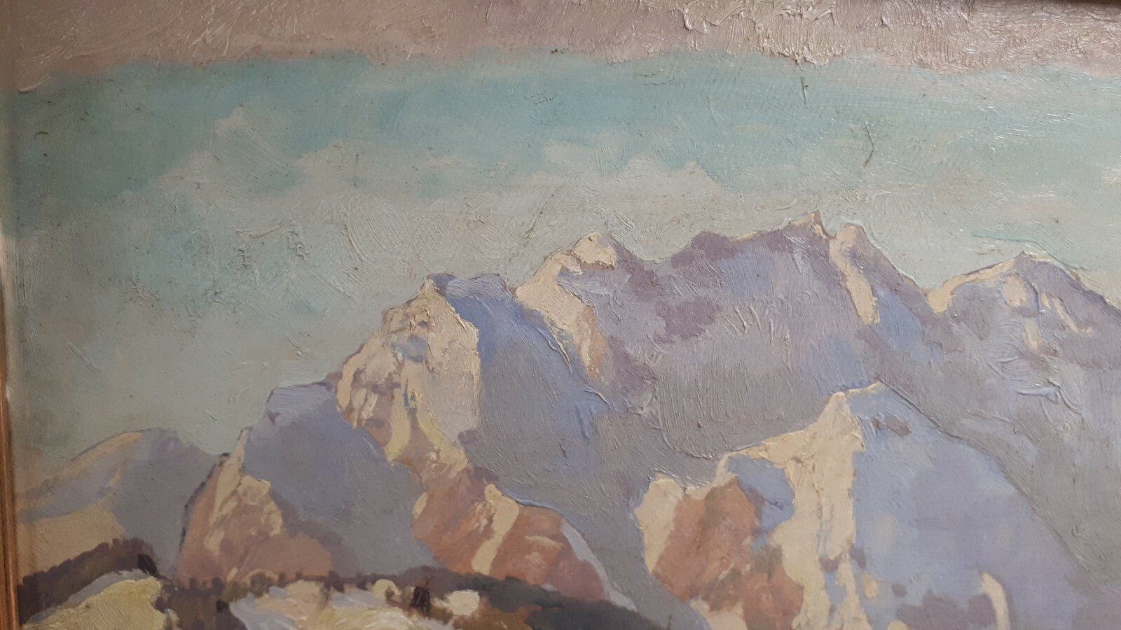Paul Bürck 1920 - Gemälde Öl auf Leinwand - Frühlingstag im Gebirge - gerahmt1