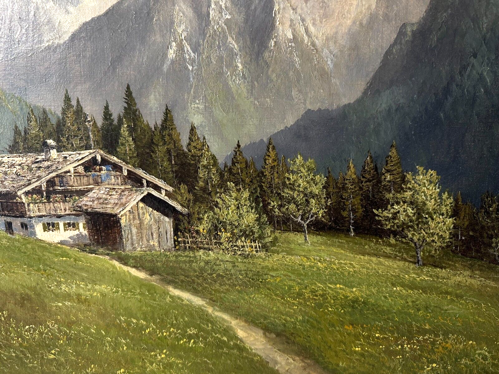 Öl auf auf Leinwand - Tiroler Hof mit wilden Kaiser - Meyer München - signiert3