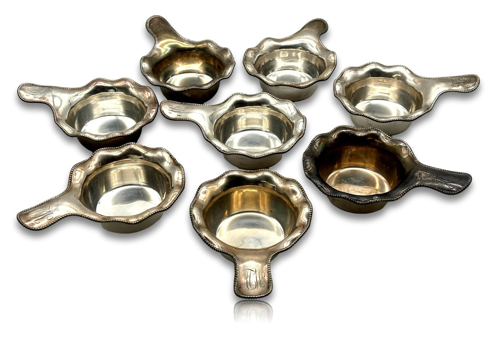 8 klassische Puddingschalen aus Sterling Silber von Shreve & Co. San Francisco0