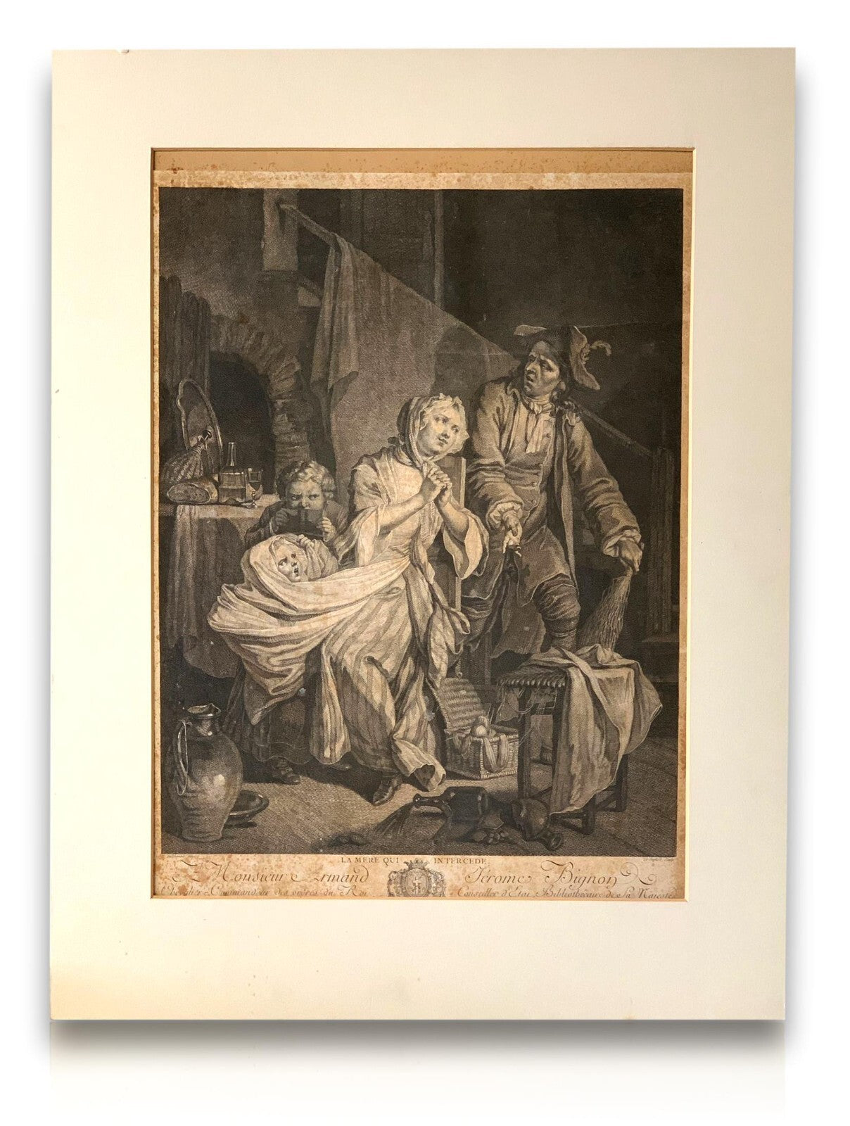 Kupferstich - Claude Duflos 1700-1786 „La mère qui intercède“ - Johann Schenau0