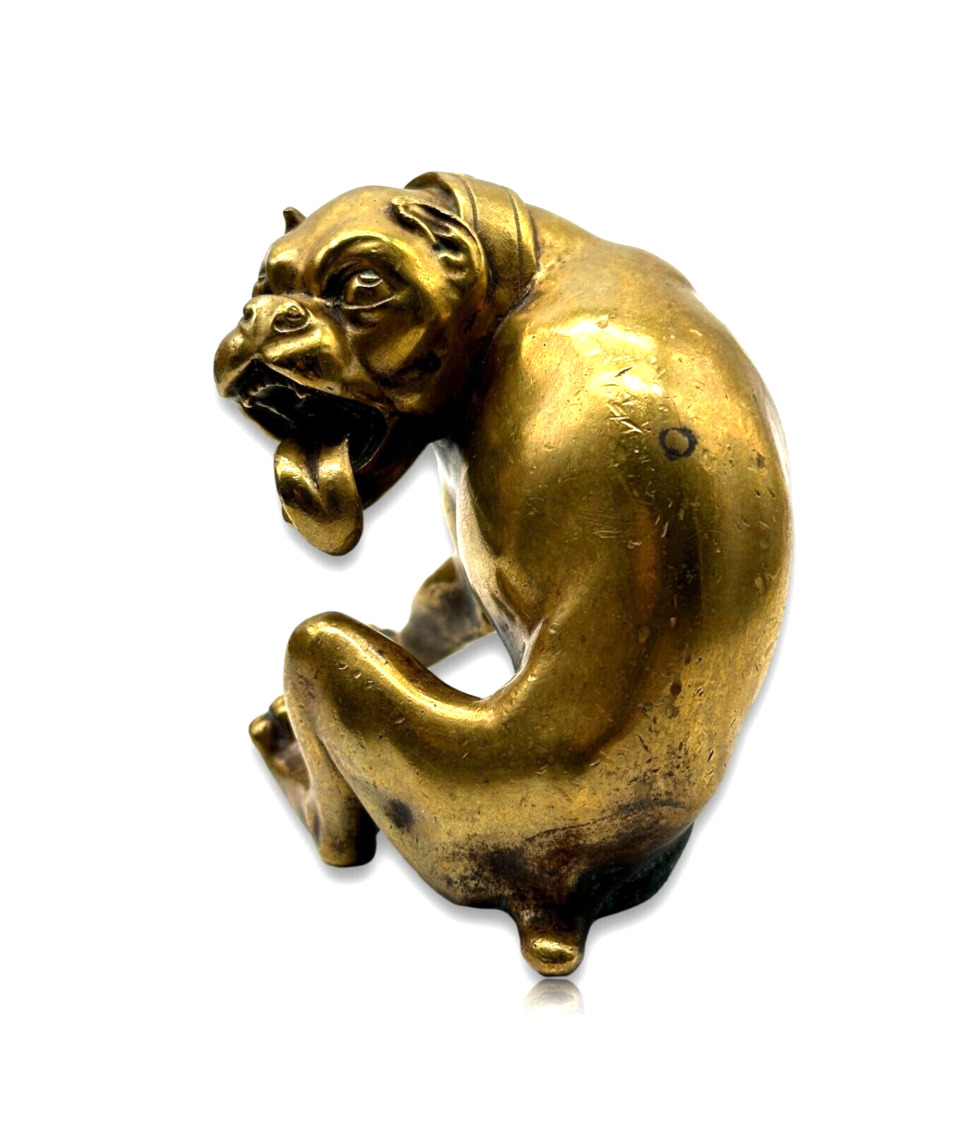 Skulptur - Messing/Bronze - Hund sitzend - Miniatur - Rar Selten 17. Jahrhundert2