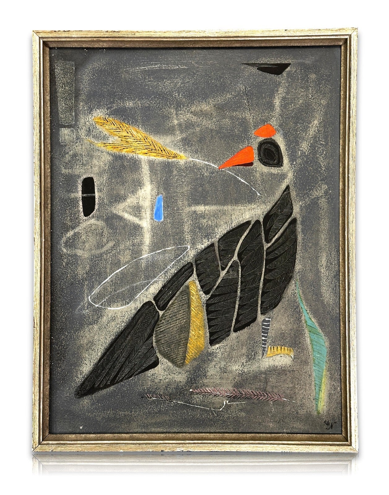 Heinz Nowag (1907–1984) - abstrakter Vogel - Öl auf Platte - 1956 - signiert0