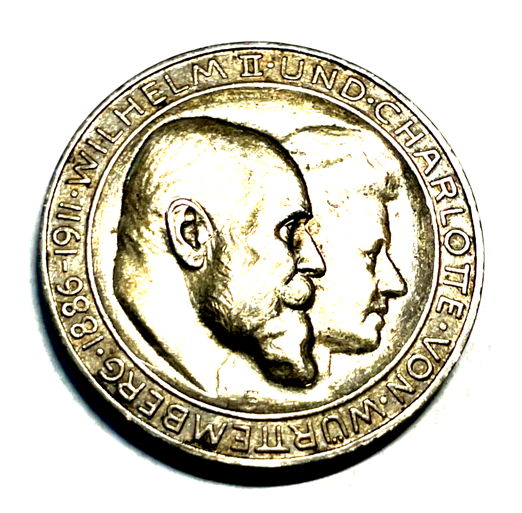 Drei Mark Deutsches Reich 1911 F Wilhelm II Charlotte von Württemberg 900 Silber0