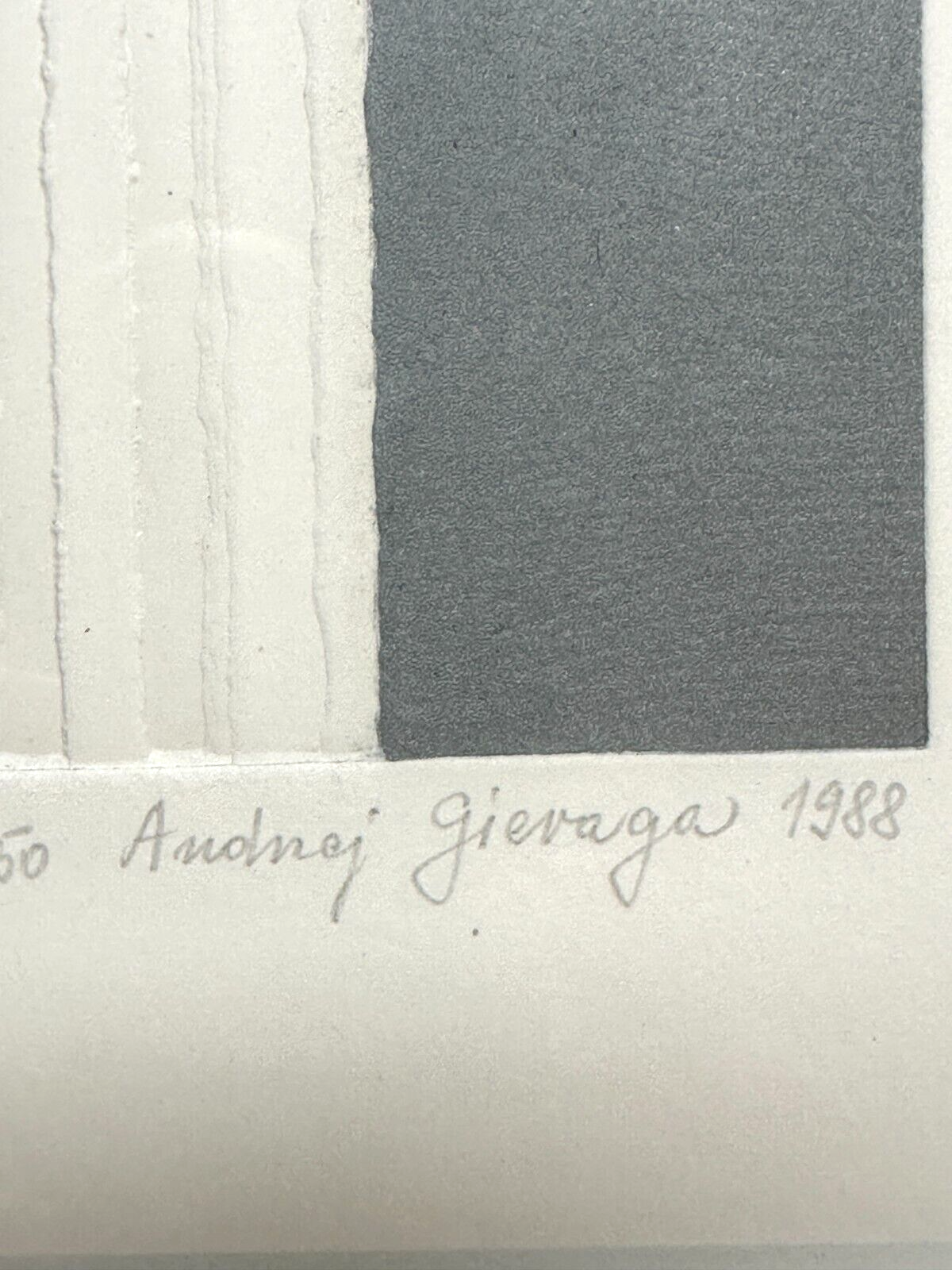 Andrzej Stanisław Gieraga - Reflief Radierung - 'czerń i biel' 1988 - sign num.3