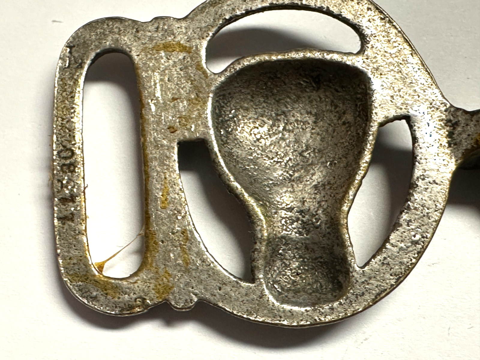 Metzger Zunft-Koppelschließe um 1920/30 – Doppel-Stierkopf - Schlangen-Haken9