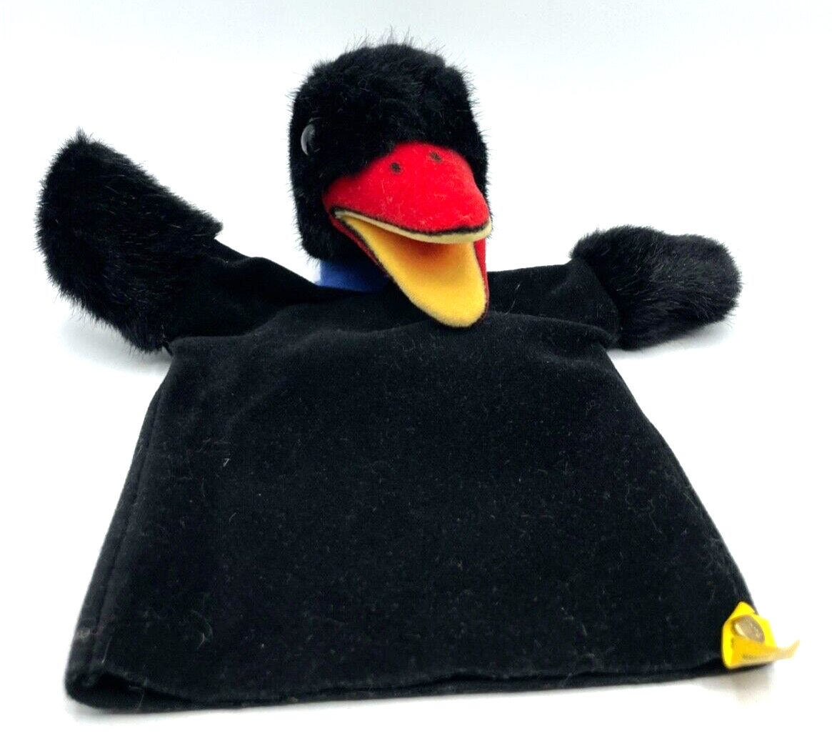 Steiff Tier Rabe Handpuppe 6468/27 mit Knopf und Fahne gepflegt1