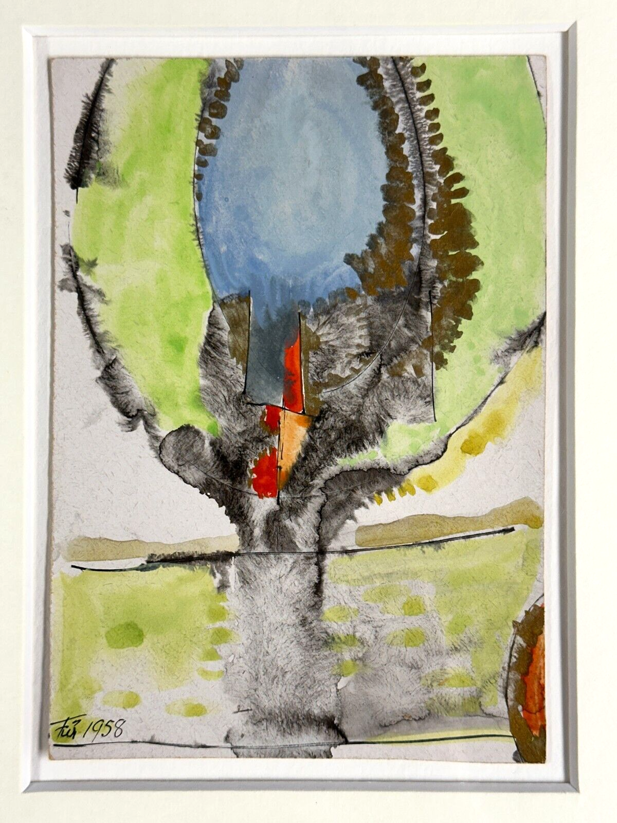 Hannah Höch - Wasserfarben Gouache auf Hartfaserplatte - 'Im innern des Baumes'1