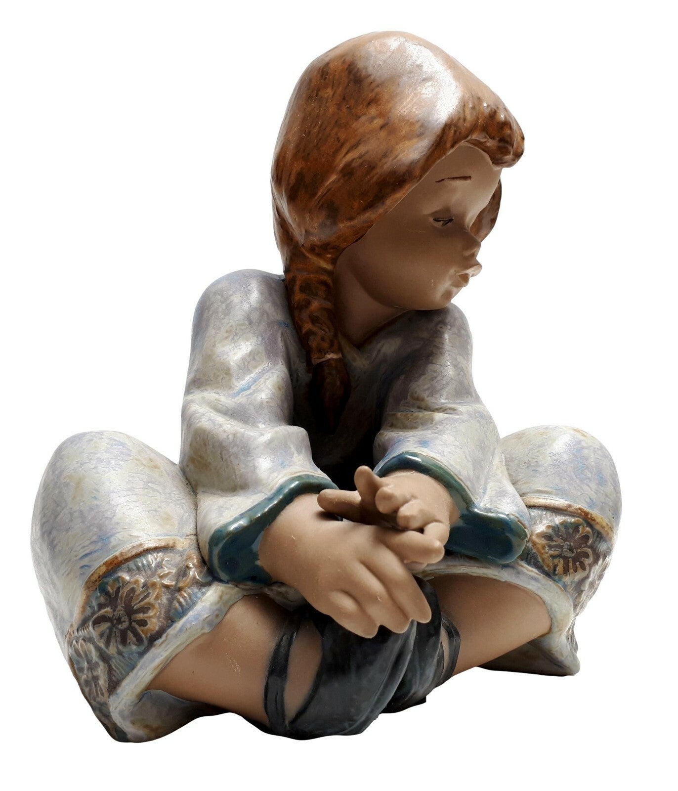 Lladro Figur - Nr.2210 - 'sitzendes Mädchen' - Keramik - polychrome Bemalung0