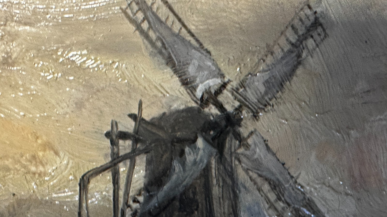 Kleines Kabinettbild – Holland mit Windmühle“ - Öl auf Holz - signiert - gerahmt10