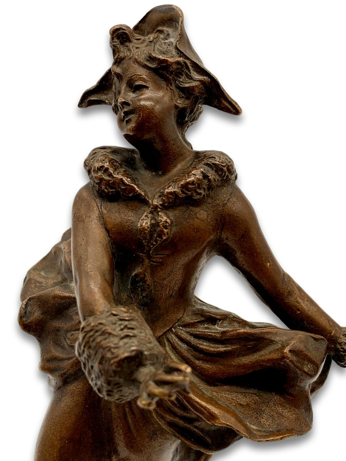 Jugendstil Bronze - Schlittschuhfahrerin - Figur mit Marmorsockel - um 1900/107