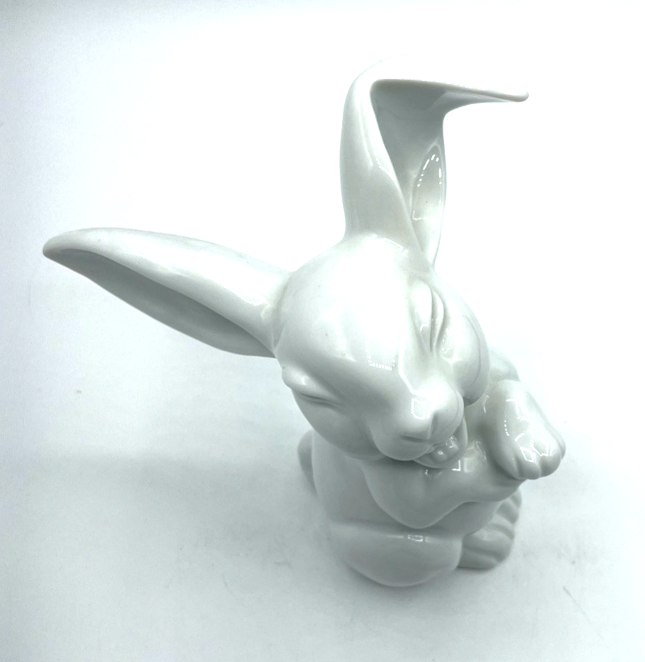 Vintage gr. Rosenthal Porzellan lachender Hase weiß H 15,5 cm top gepflegt2