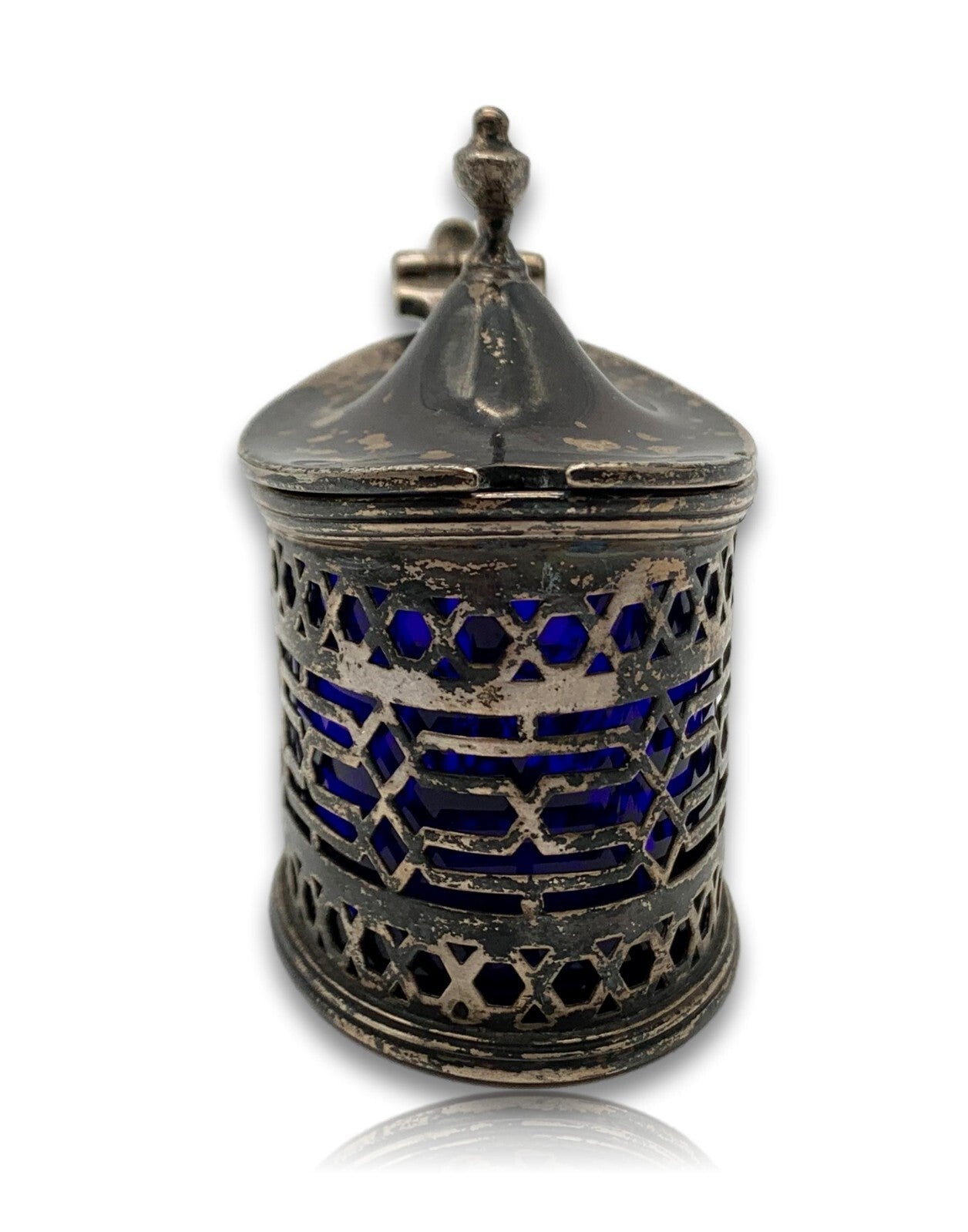 alter Senf- Gewürztopf - England Chester 1905 - Silber - Haseler Brothers - Glas6