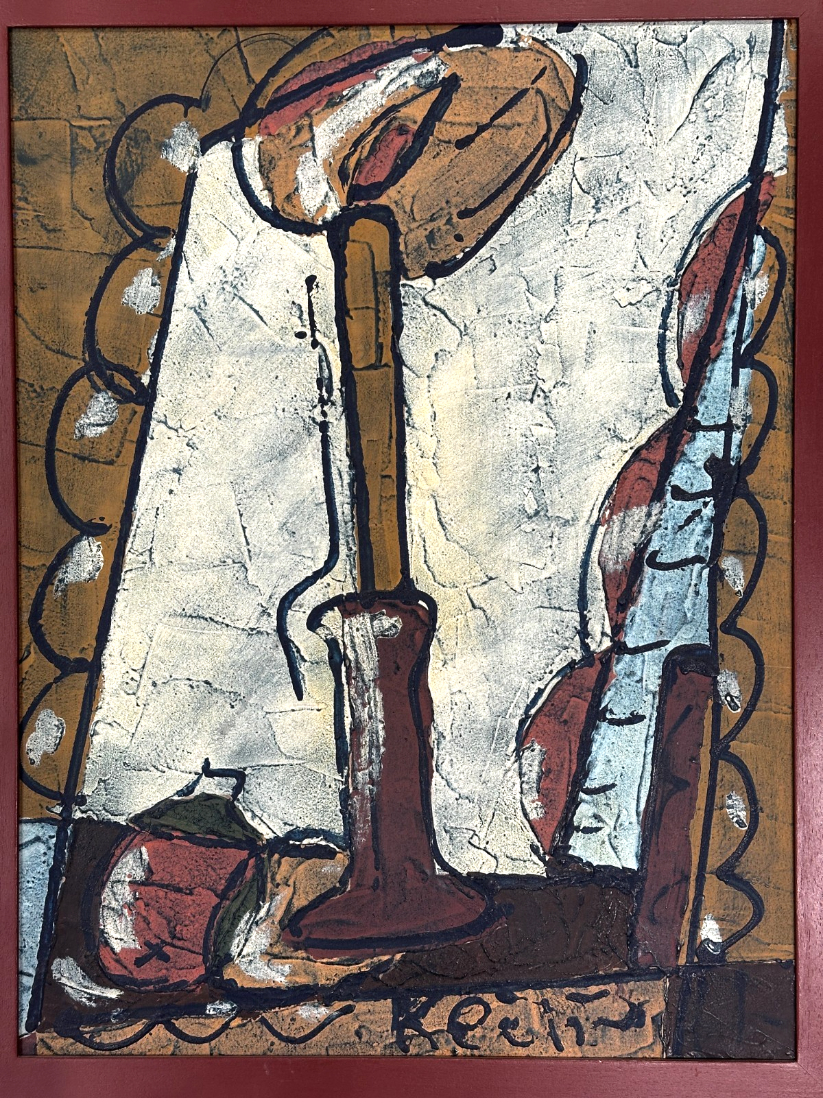 Bohumil Samuel Kečíř (1904–1987) – Modernes Stillleben mit Kerzenleuchter - sig.1