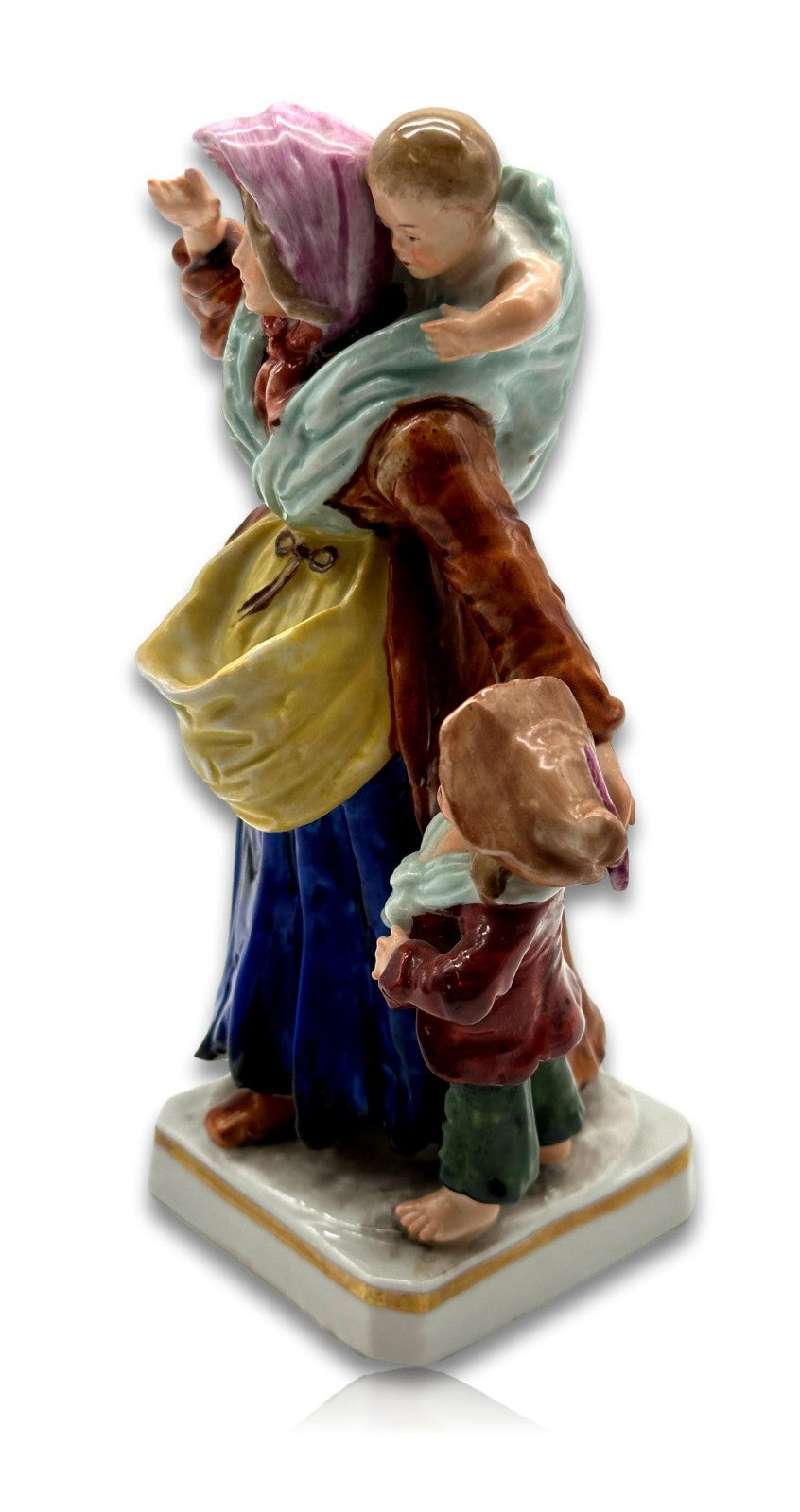Jugendstil Sitzendorf Porzellanfigur – Frau mit Kindern um 1900 – fein bemalt2