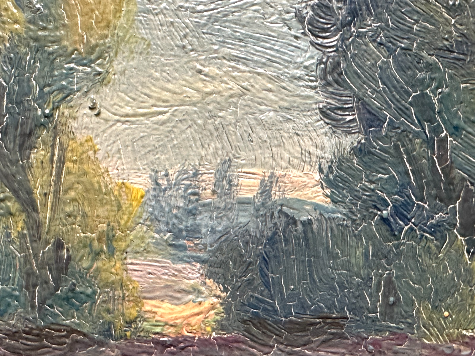 Ölgemälde – Landschaft mit Erntehocken & Traktor, signiert W…, ca. Mitte 20. Jh15