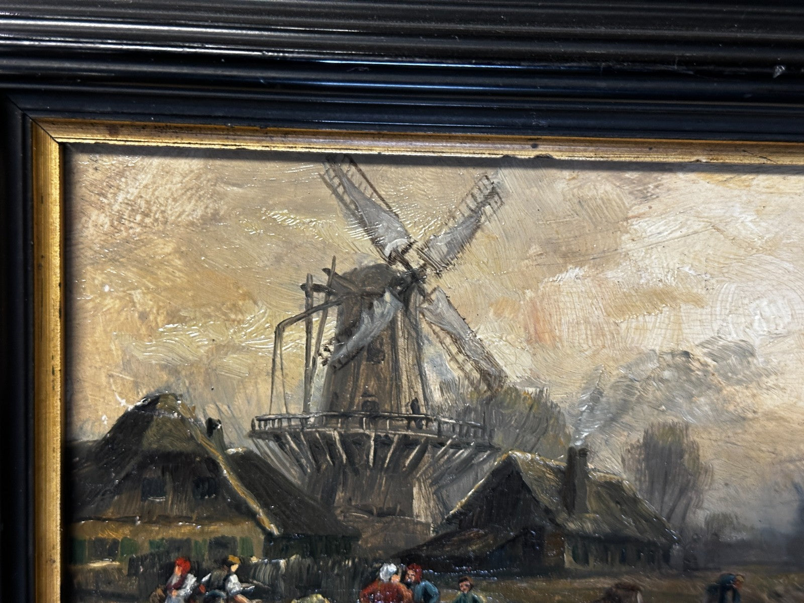 Kleines Kabinettbild – Holland mit Windmühle“ - Öl auf Holz - signiert - gerahmt4