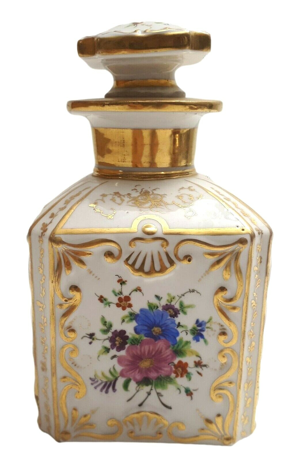 Biedermeier 1850 - Karaffe Stopfen Flasche - Schumann Porzellan Berlin - Blumen1