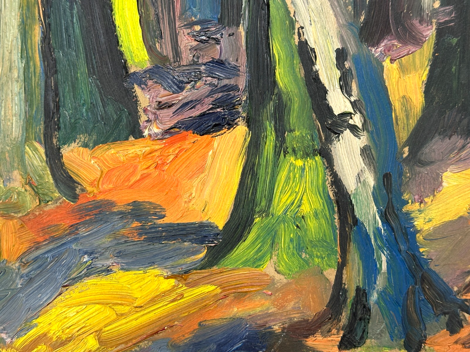 Johannes Sack 1890-1958 - Expressionistisches Waldstück – Öl auf Karton signiert2
