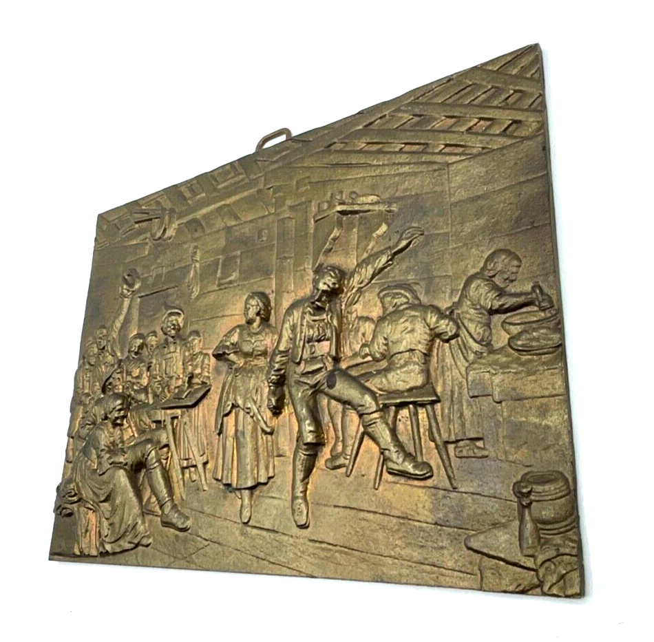 Dachbodenfund alte Metallguss Guss Platte Wirtshaus Szenerie Halbrelief 18,5x 143