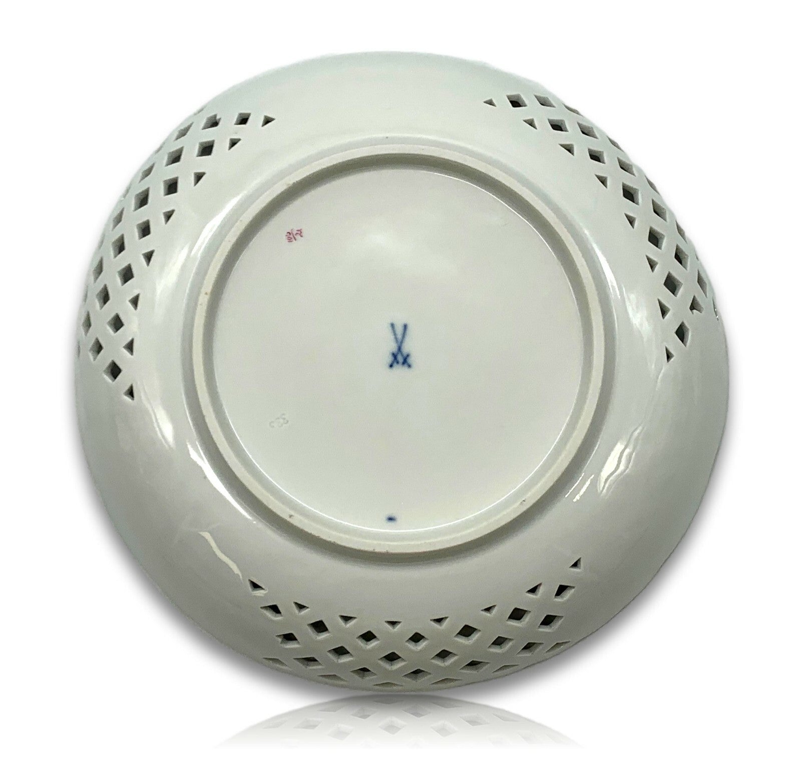 Meissen Porzellan - Durchbruch Schale Korbschale - Rote Rose - Goldstaffage 6