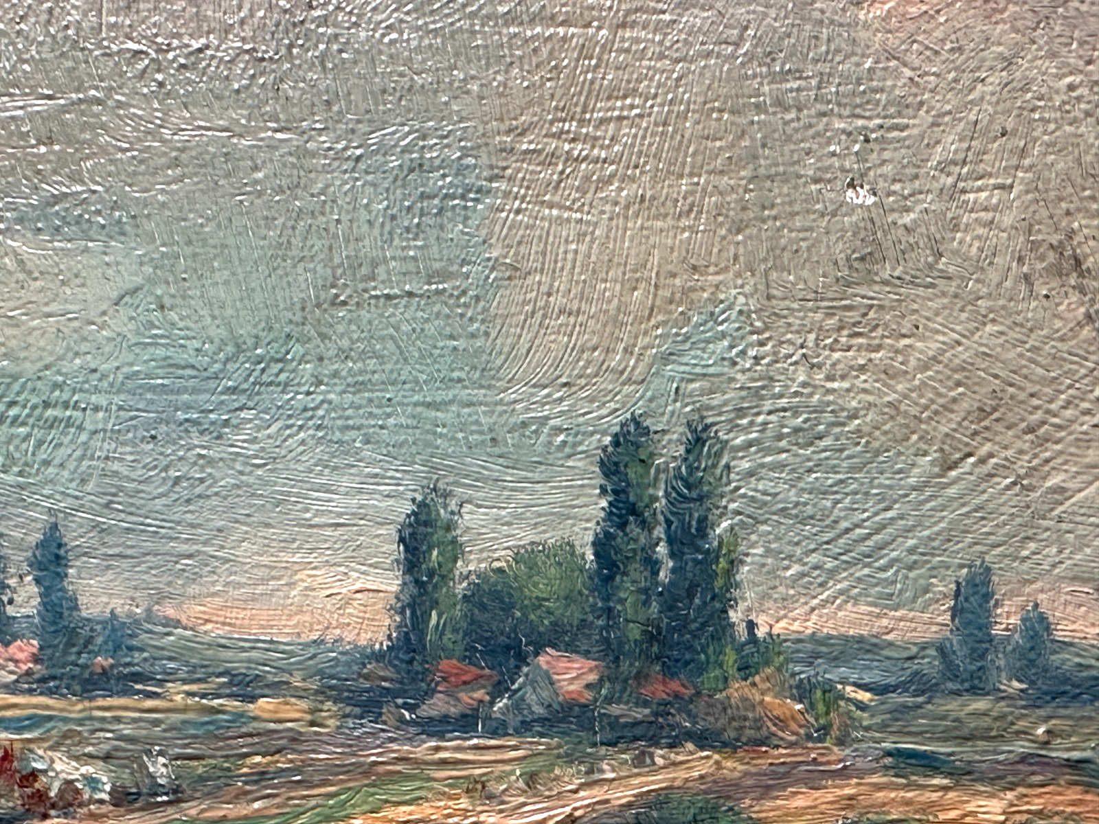 Ölgemälde – Landschaft mit Erntehocken & Traktor, signiert W…, ca. Mitte 20. Jh11