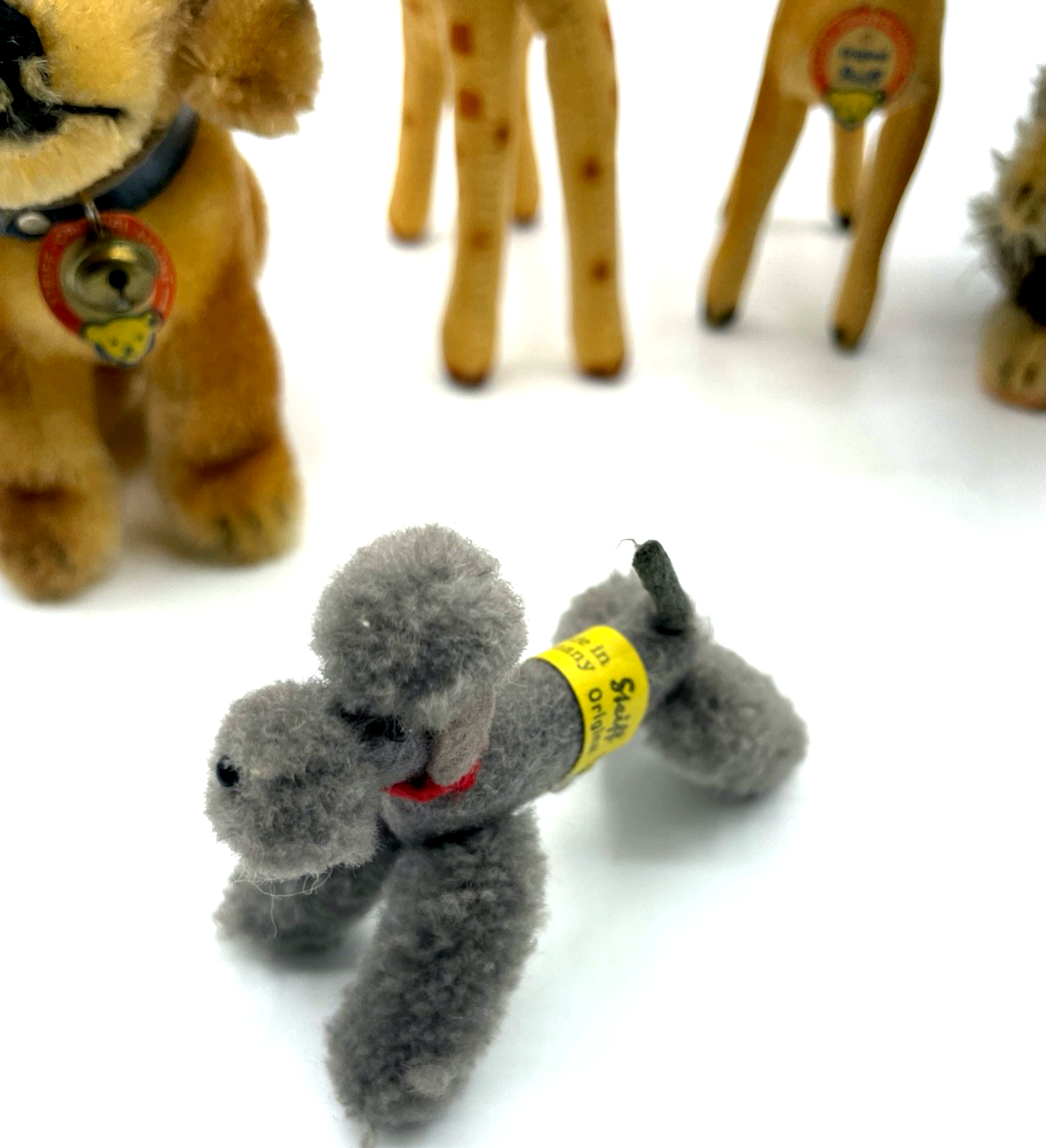 6 vintage Steiff Tiere mit Knopf Schild Glöckchen top gepflegtes Konvolut4