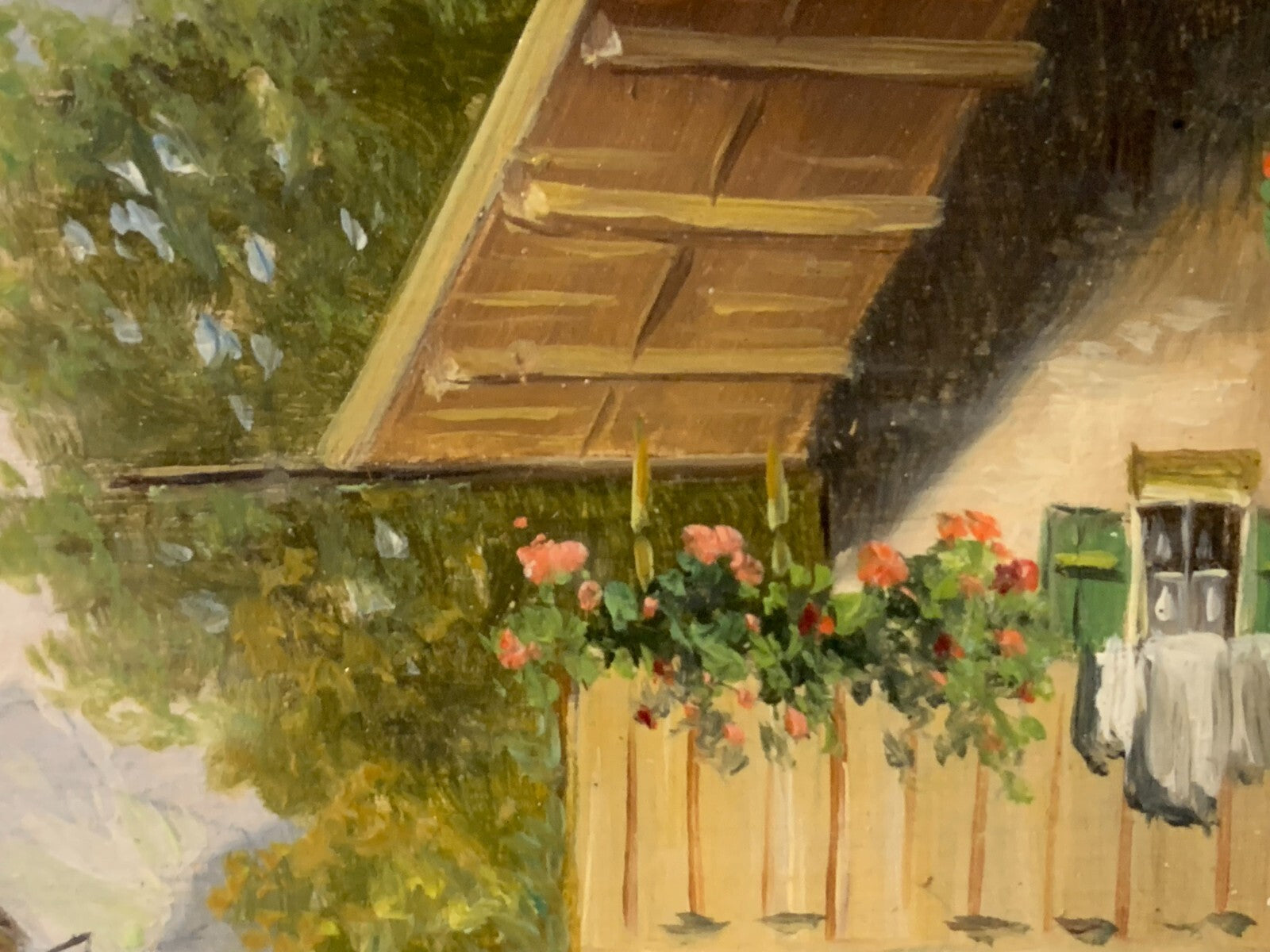 Karl Rohrhirsch 1875-1954 - Postkutsche vor dem Bauernhaus - Öl auf Holz - sign.3