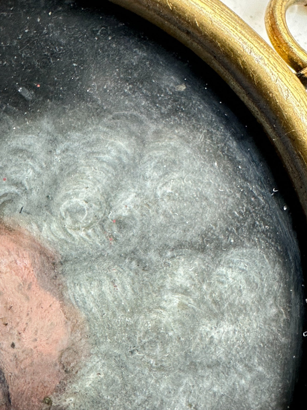 Miniatur Lupenmalerei um 1720 - unbekannter Kavalier - gerahmt - öl auf Kupfer4