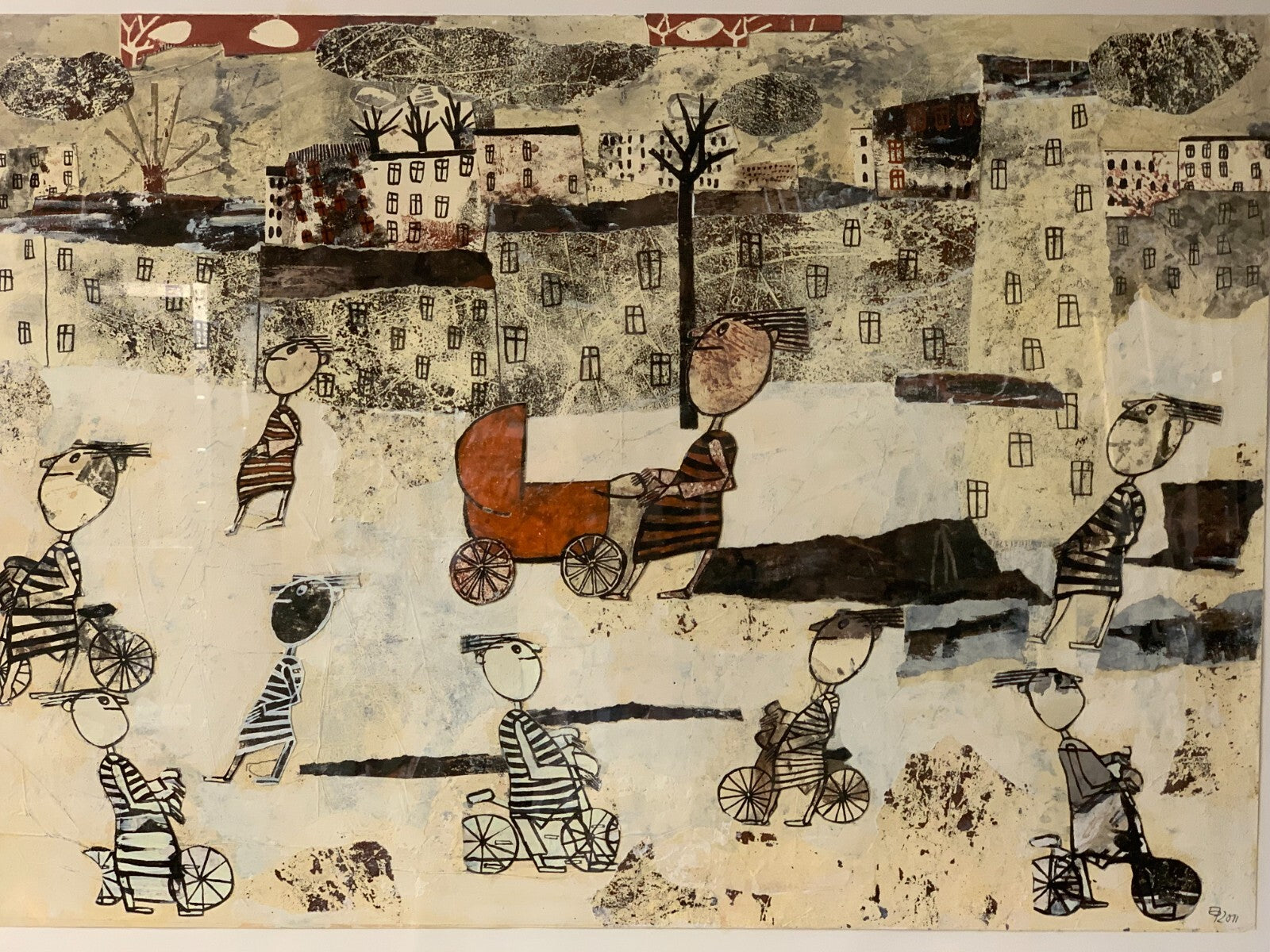 Elke Pollack 'Unterwegs' - Gemälde Mischtechnik Collage - moderne Kunst gerahmt1