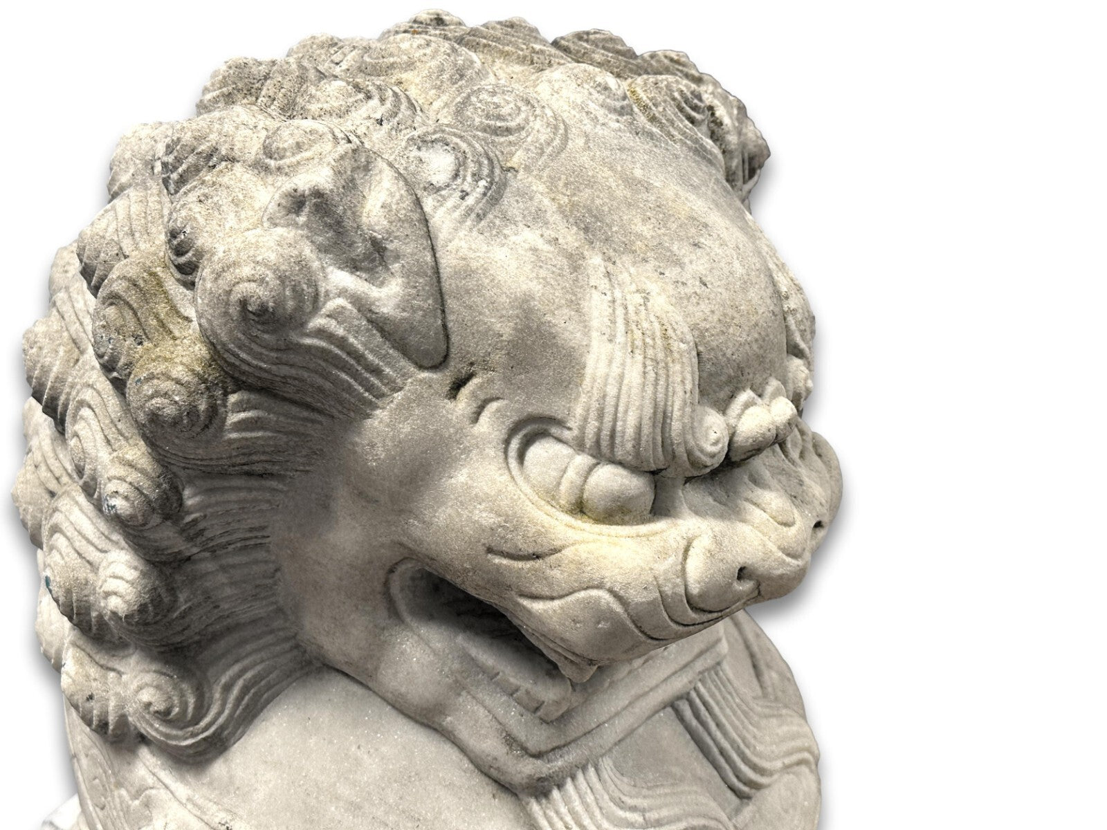 Paar Wächterlöwen - Foo-Hunde Skulptur - China 20. Jhd - weißer Marmor13