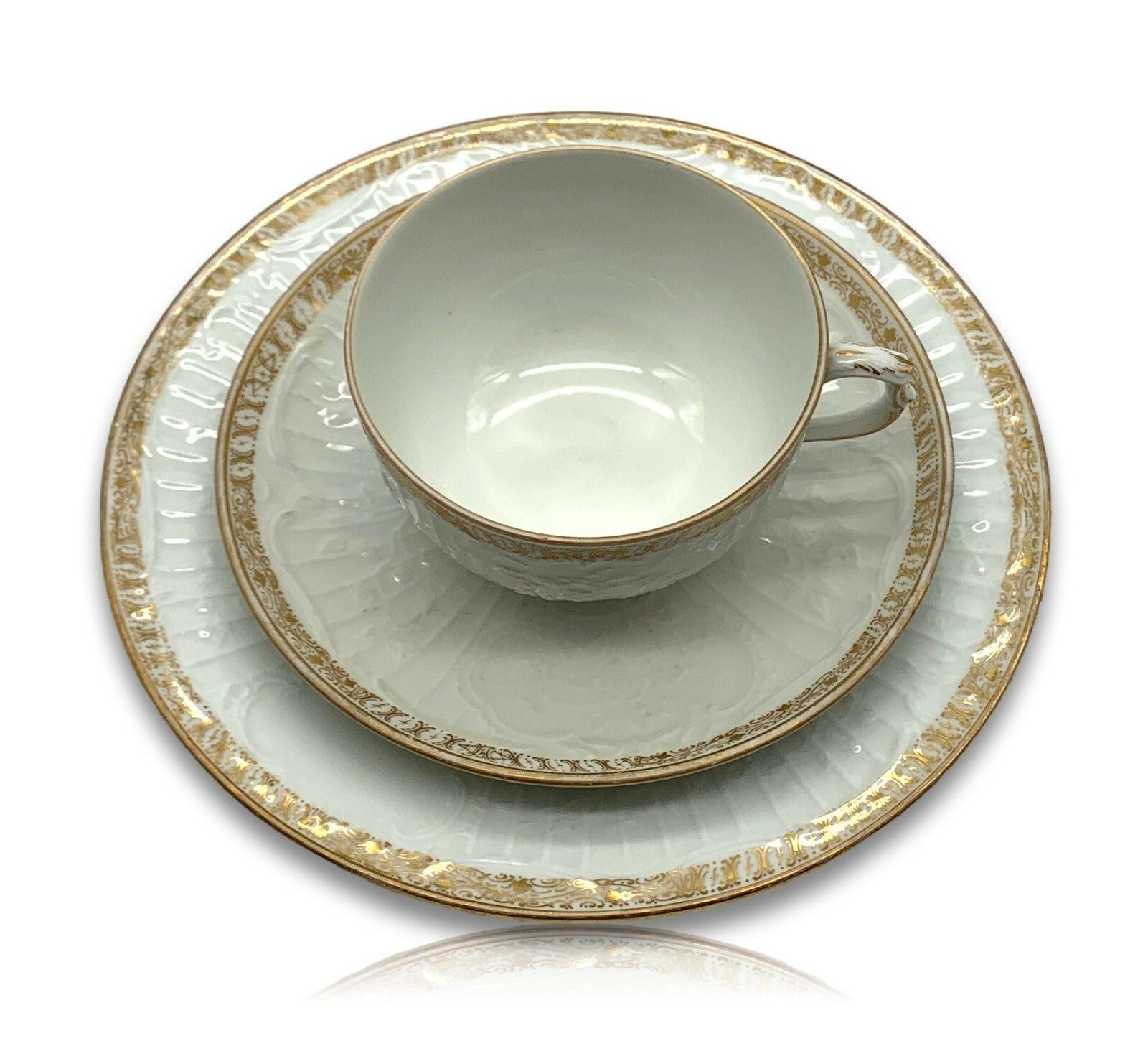 KPM - Tee- Kaffeegedeck - wohl um 1900 - Porzellan Kuchenteller Untertasse Tasse1