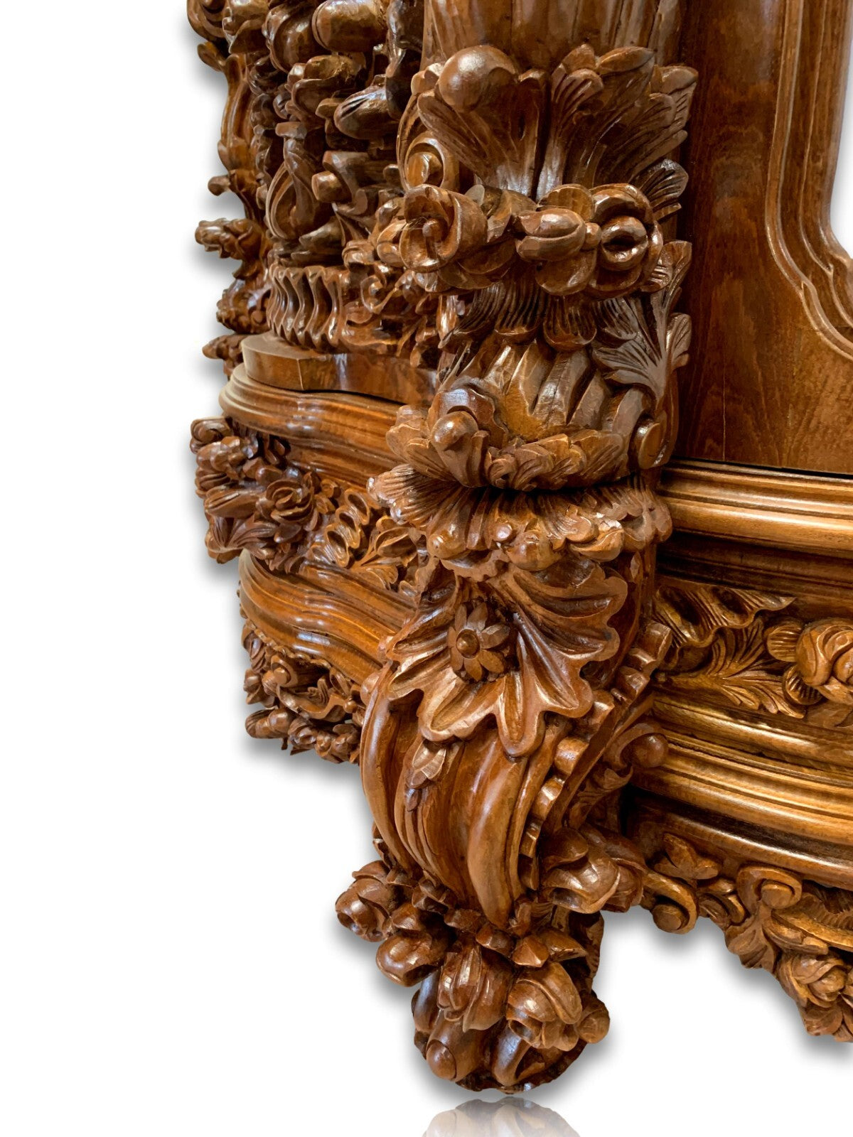 XXL Prunkvitrine - Vitrinenschrank - Holz Schnitzerei - Beleuchtet - Handarbeit13