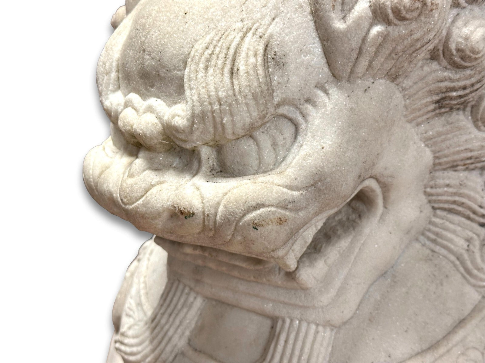 Paar Wächterlöwen - Foo-Hunde Skulptur - China 20. Jhd - weißer Marmor5