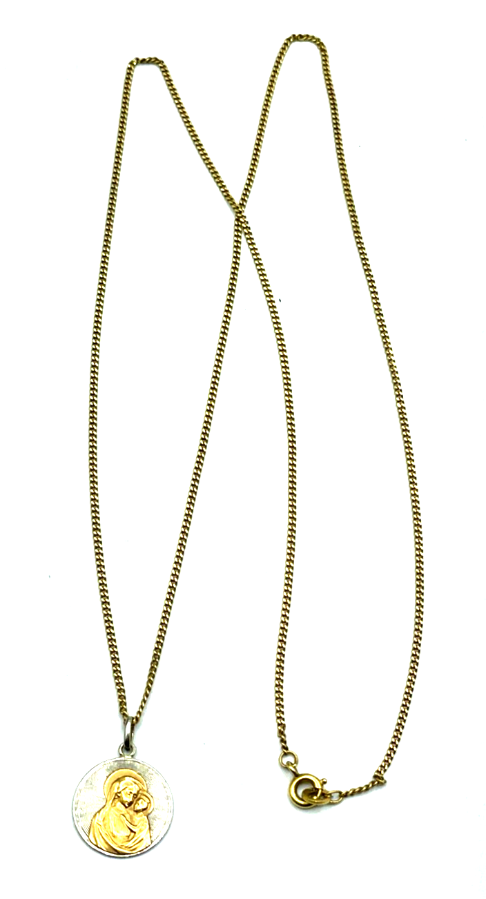 750 Gold 18 K Panzer Kette 51 cm Juwelier mit Madonna Anhänger bicolor unisex3