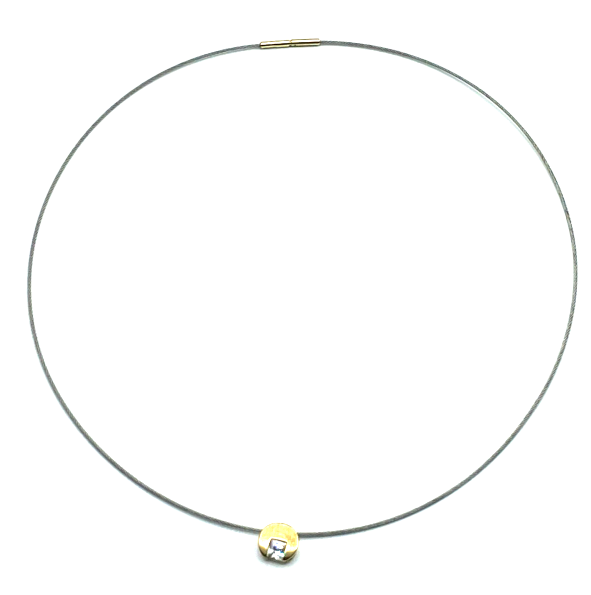 333 Gold 8 K + Edelstahl Omega Reif mit Anhänger + Zirkonia Cube gepflegt 44,5cm1